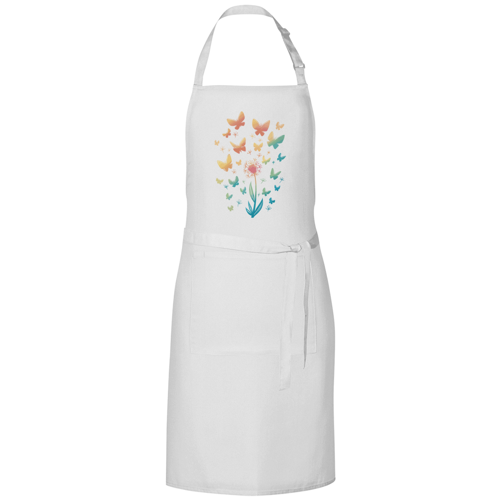 Grillschürze "Pusteblume mit Schmetterlingen" weiß