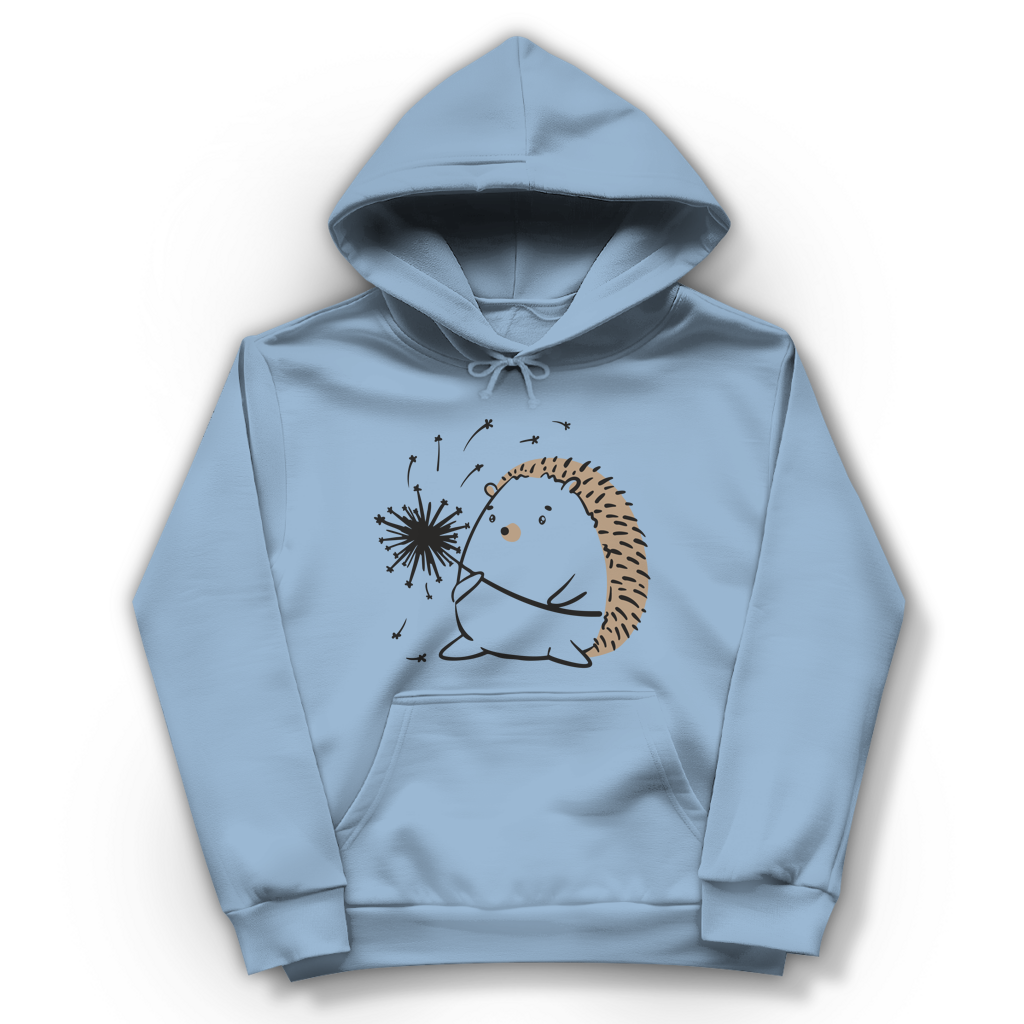 Damen Hoodie "Igel mit Pusteblume" hellblau