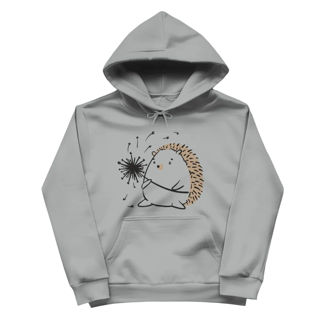 Damen Hoodie "Igel mit Pusteblume" grau