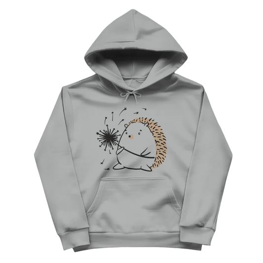 Damen Hoodie "Igel mit Pusteblume" grau