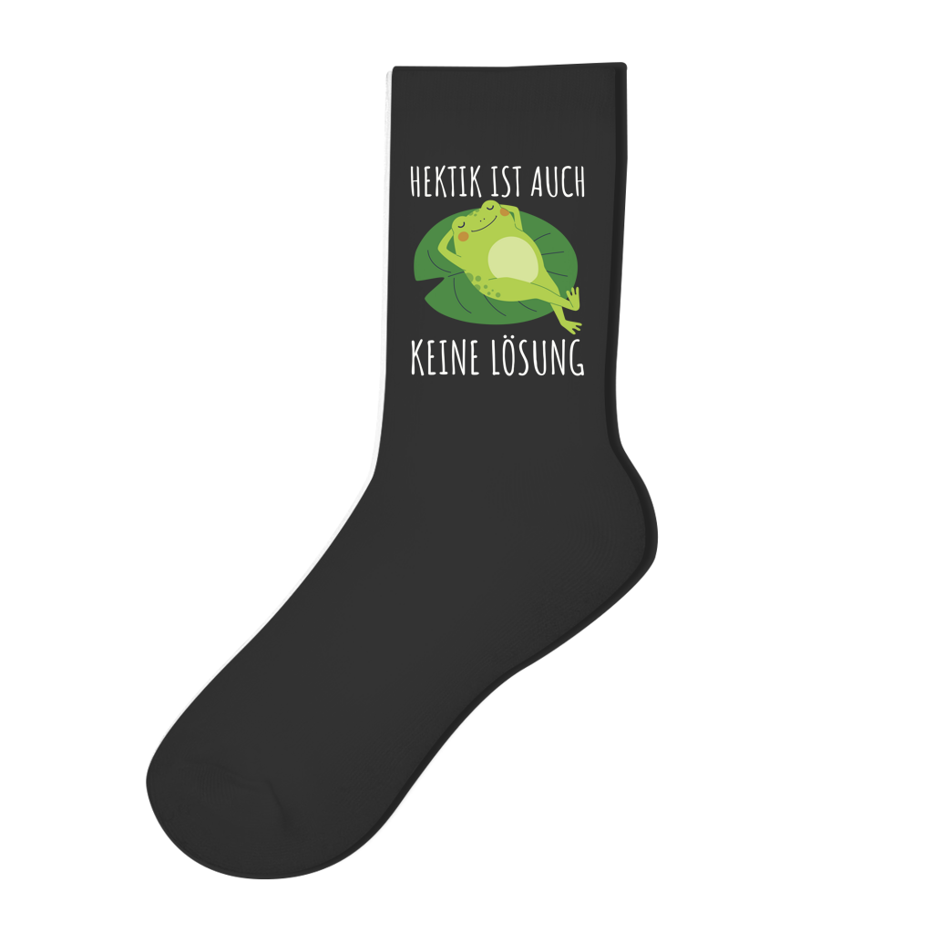 Socken "Hektik ist auch keine Lösung" (Frosch)