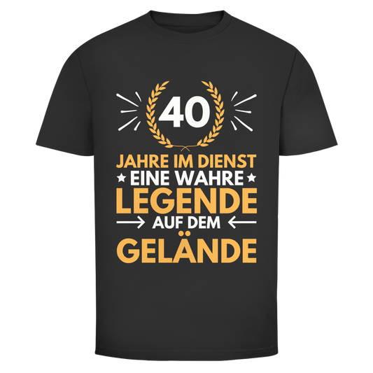 Herren T-Shirt "40 Jahre im Dienst - Eine wahre Legende auf dem Gelände" schwarz