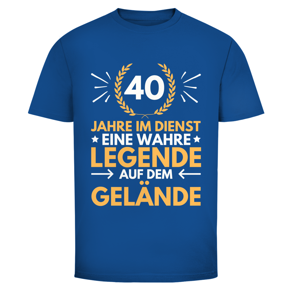 Herren T-Shirt "40 Jahre im Dienst - Eine wahre Legende auf dem Gelände" Royalblau