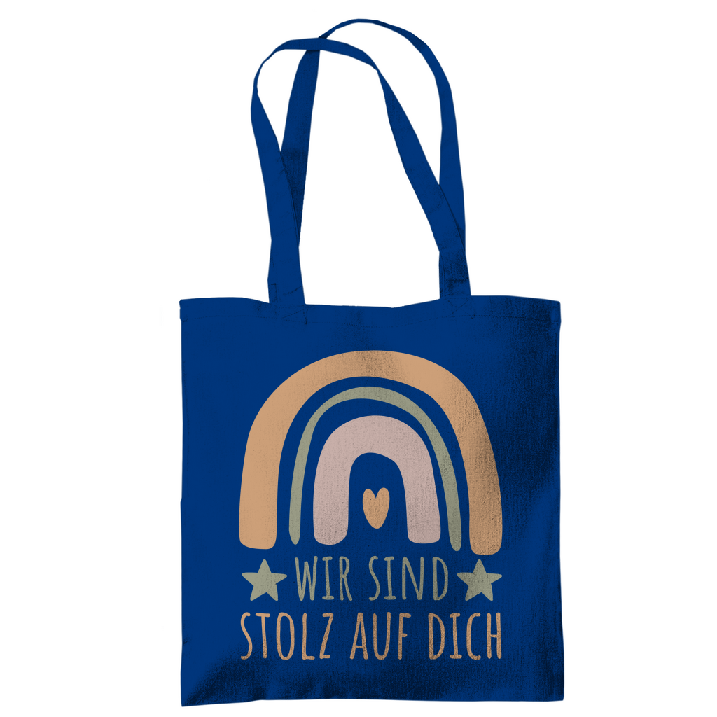 Tragetasche "Wir sind stolz auf dich" (Regenbogen) blau