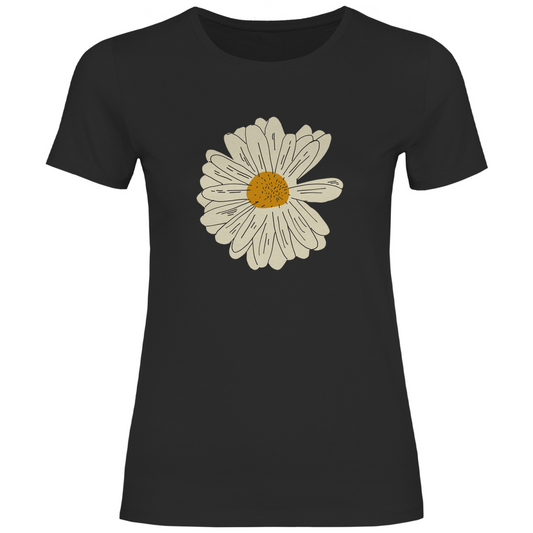 Damen T-Shirt "Minimalistisches Gänseblümchen" schwarz