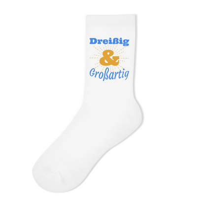 Socken "Dreißig und großartig" weiß