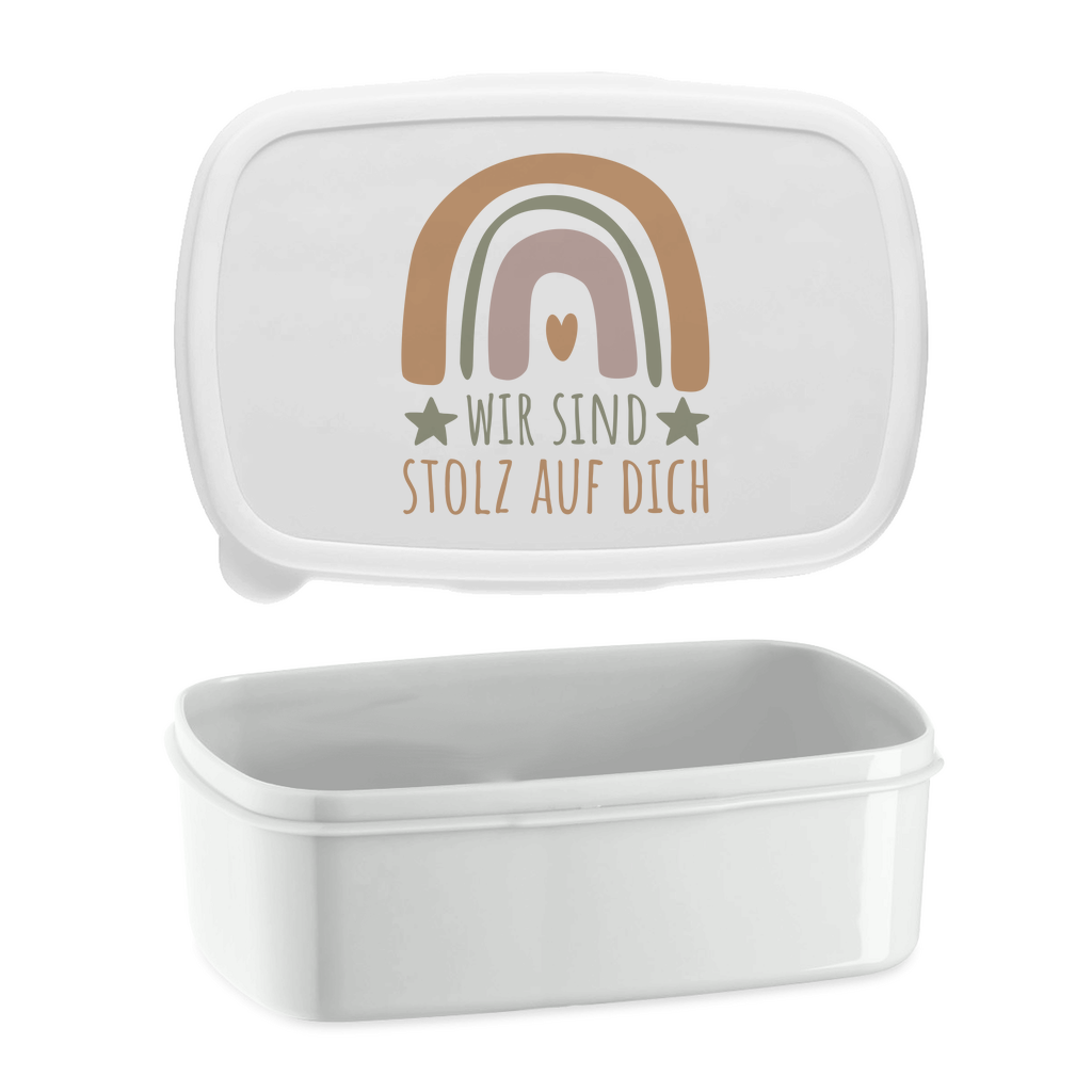 Lunchbox "Wir sind stolz auf dich" (Regenbogen) weiß