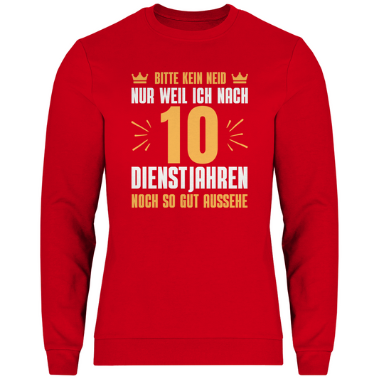 Herren Sweatshirt "Bitte kein Neid" (10 Dienstjahre) rot