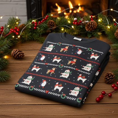 Damen Premium Bio Sweatshirt "Süßes Weihnachtsmotiv" (Pinguin, Lama, Rentier)