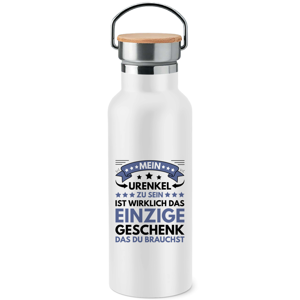 Edelstahl-Trinkflasche mit Bambusdeckel "Mein Urenkel zu sein ist wirklich das einzige Geschenk"