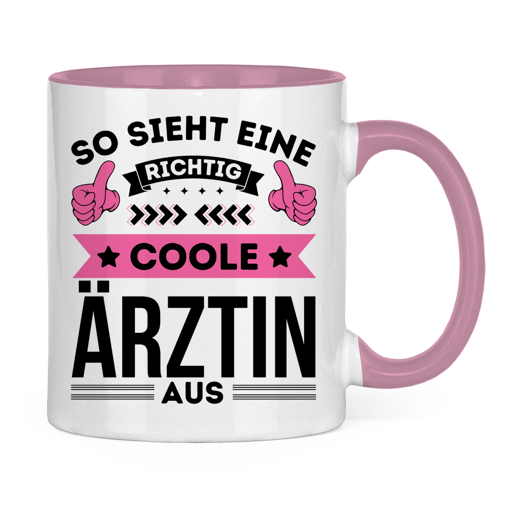 Tasse zweifarbig "So sieht eine richtig coole Ärztin aus"