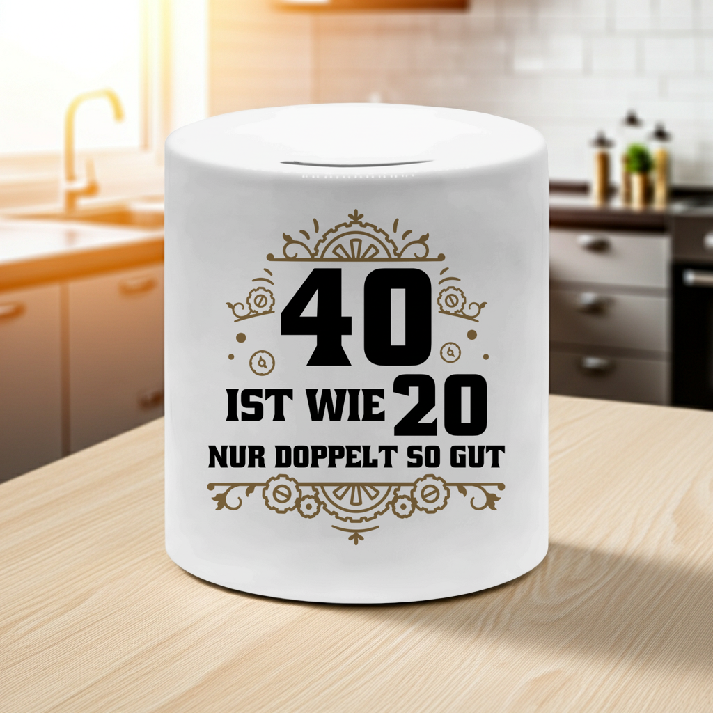 Spardose "40 ist wie 20, nur doppelt so gut"