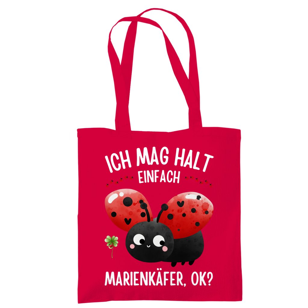 Tragetasche "Ich mag halt einfach Marienkäfer, ok?" rot