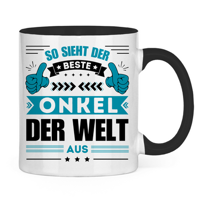 Tasse "So sieht der beste Onkel der Welt aus" weiß/schwarz