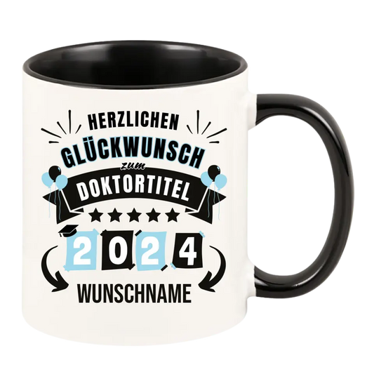 Personalisierte Tasse "Glückwunsch zum Doktortitel 2024"