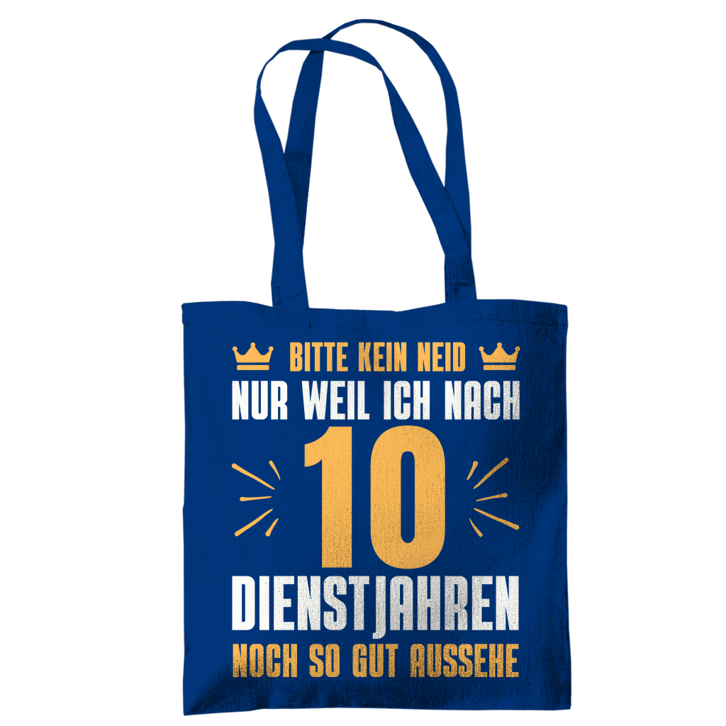 Tragetasche "Bitte kein Neid" (10 Dienstjahre) blau