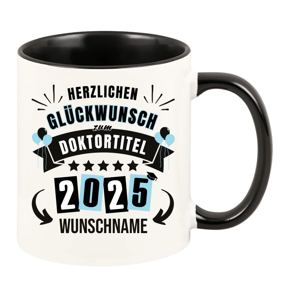 Personalisierte Tasse "Glückwunsch zum Doktortitel 2025"