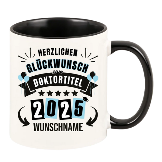 Personalisierte Tasse "Glückwunsch zum Doktortitel 2025"