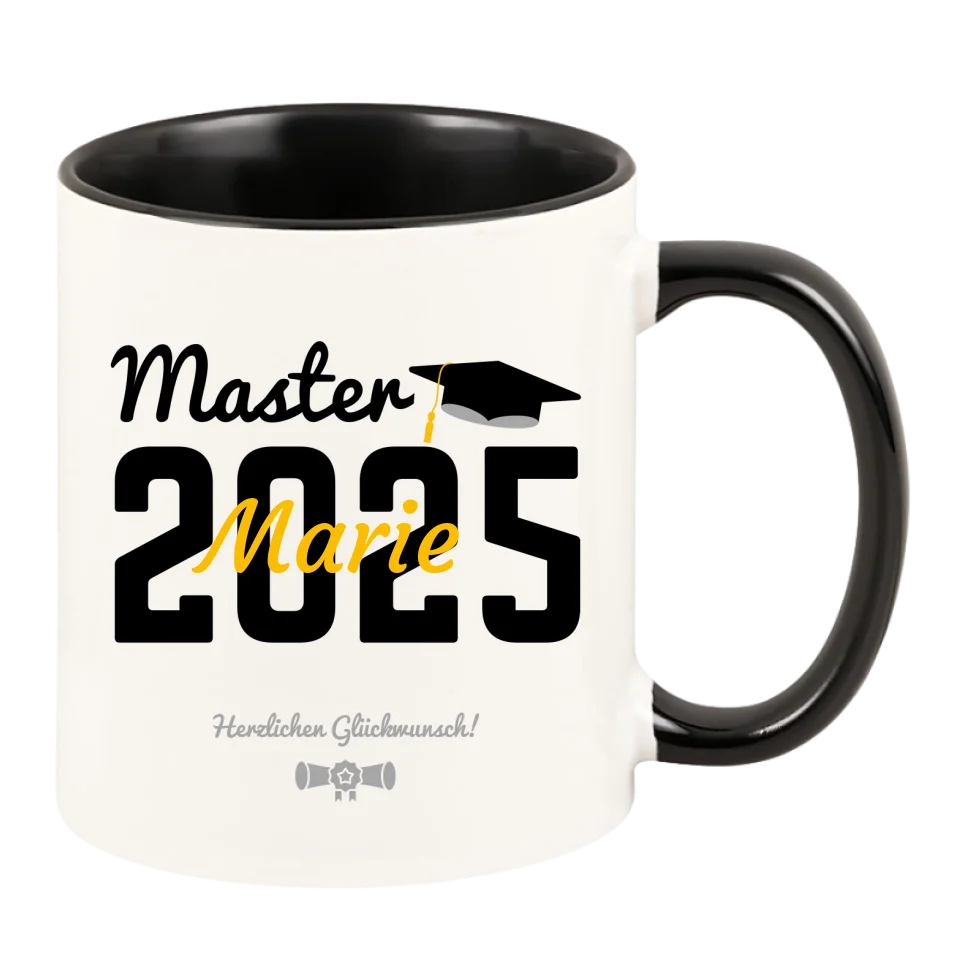 Personalisierte Tasse "Master 2025" mit Wunschnamen