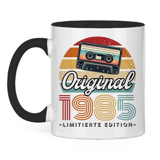 Tasse "Original 1985" (Kassetten Retro Stil) weiß/schwarz