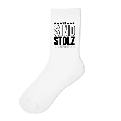 Socken "Wir sind stolz auf dich" (Sternen-Motiv)