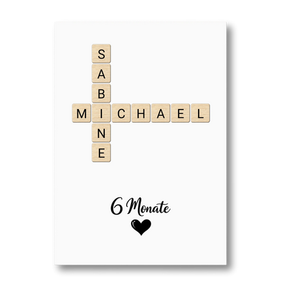 Personalisiertes Poster "6 Monate zusammen" (Namen-Puzzle)