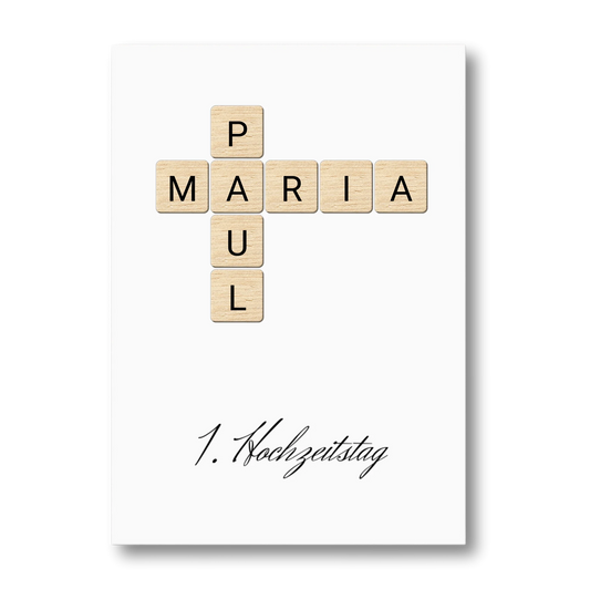 Personalisiertes Poster "1. Hochzeitstag" (Namen-Puzzle)