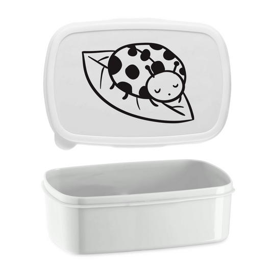Lunchbox "Niedlicher Marienkäfer auf einem Blatt" weiß