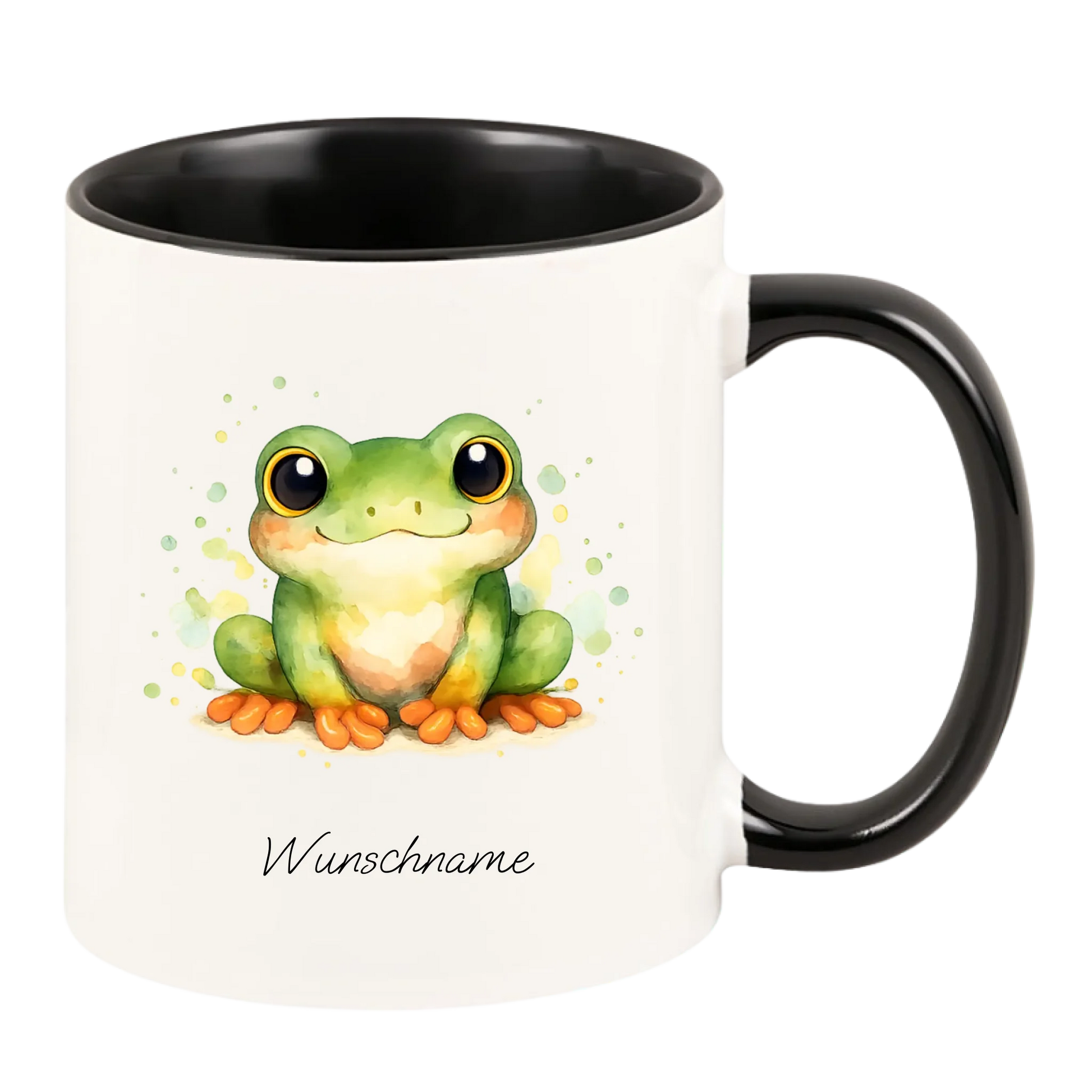 Personalisierte Tasse "Frosch mit Namen" (Wasserfarben-Stil)