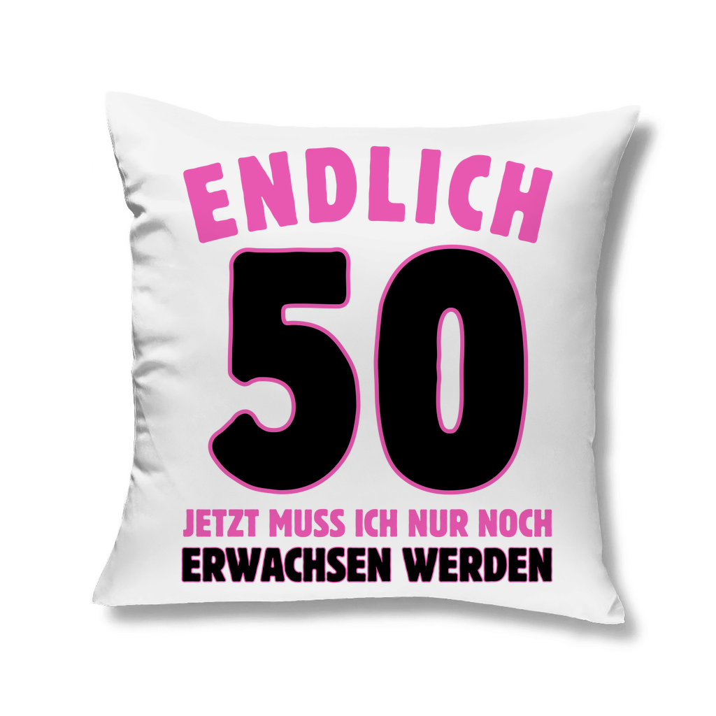 Sofakissen "Endlich 50" (Pinkes Motiv)