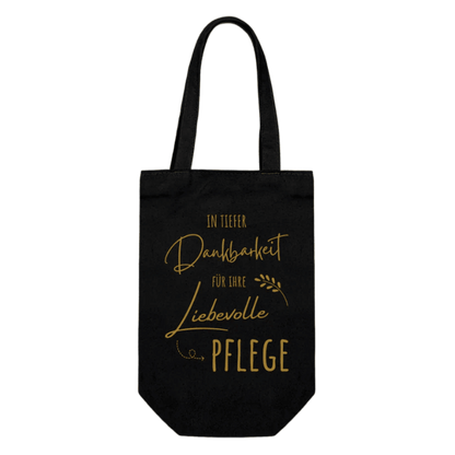 Geschenkbeutel für Flaschen "In tiefer Dankbarkeit für Ihre liebevolle Pflege"