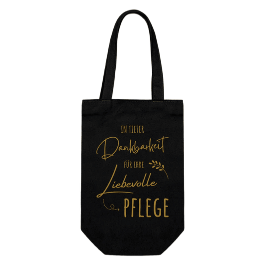 Geschenkbeutel für Flaschen "In tiefer Dankbarkeit für Ihre liebevolle Pflege"