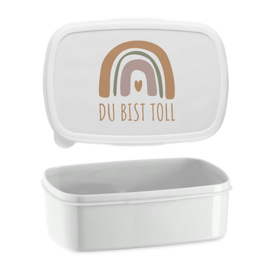Lunchbox "Du bist toll" (Großer Regenbogen) weiß