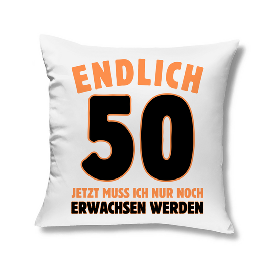 Sofakissen "Endlich 50" (Orangenes Motiv)