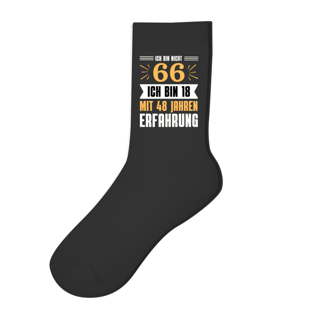 Socken "Ich bin nicht 66" (Orangenes Motiv)