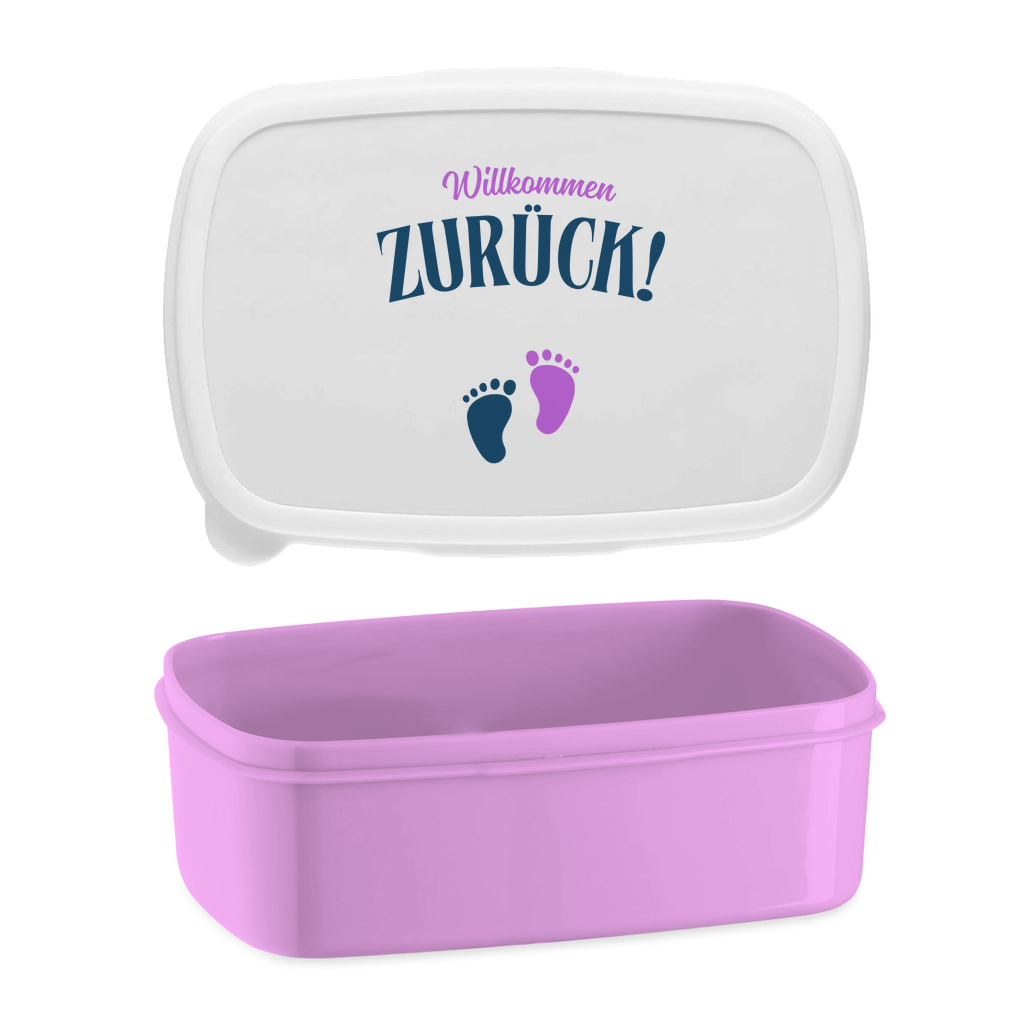 Lunchbox "Willkommen zurück" (Babyfüße) pink