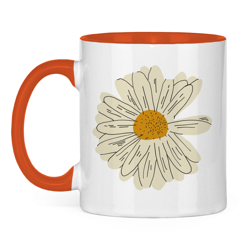 Tasse zweifarbig "Minimalistisches Gänseblümchen" orange