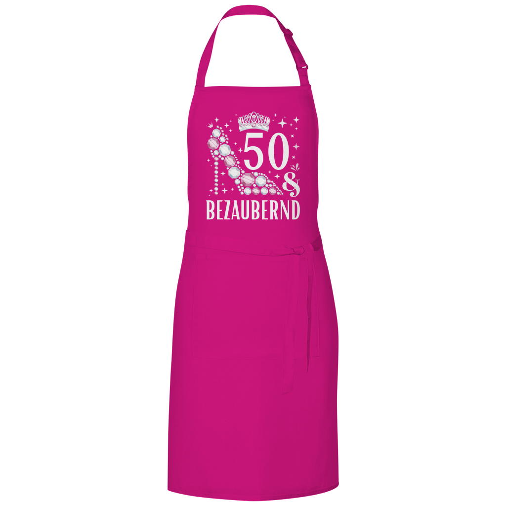 Kochschürze "50 und bezaubernd" fuchsia