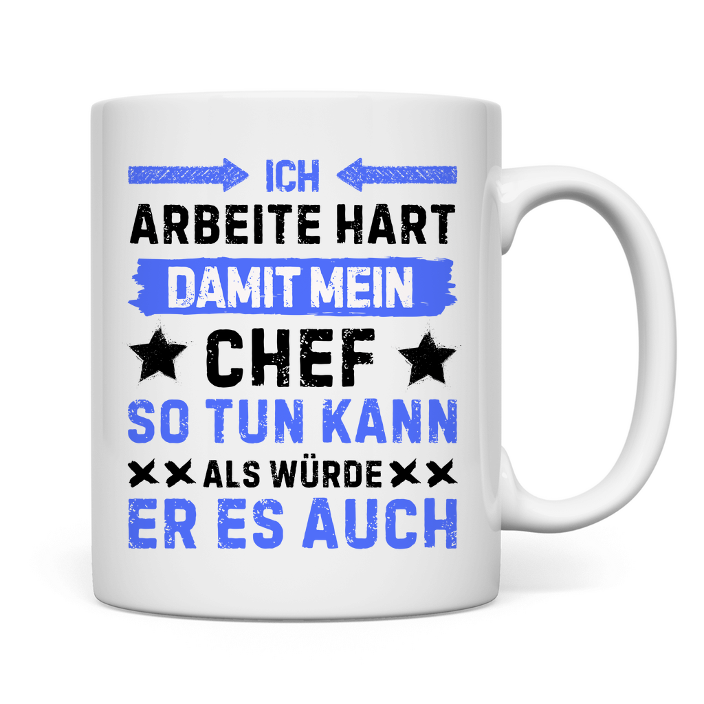 „Ich Arbeite Hart Damit Meine Katze…“ – Lustige Keramik-Tasse Mit Katzen-Spruch Für Kaffee & Tee