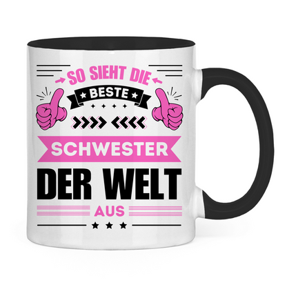 Tasse "So sieht die beste Schwester der Welt aus" weiß/schwarz