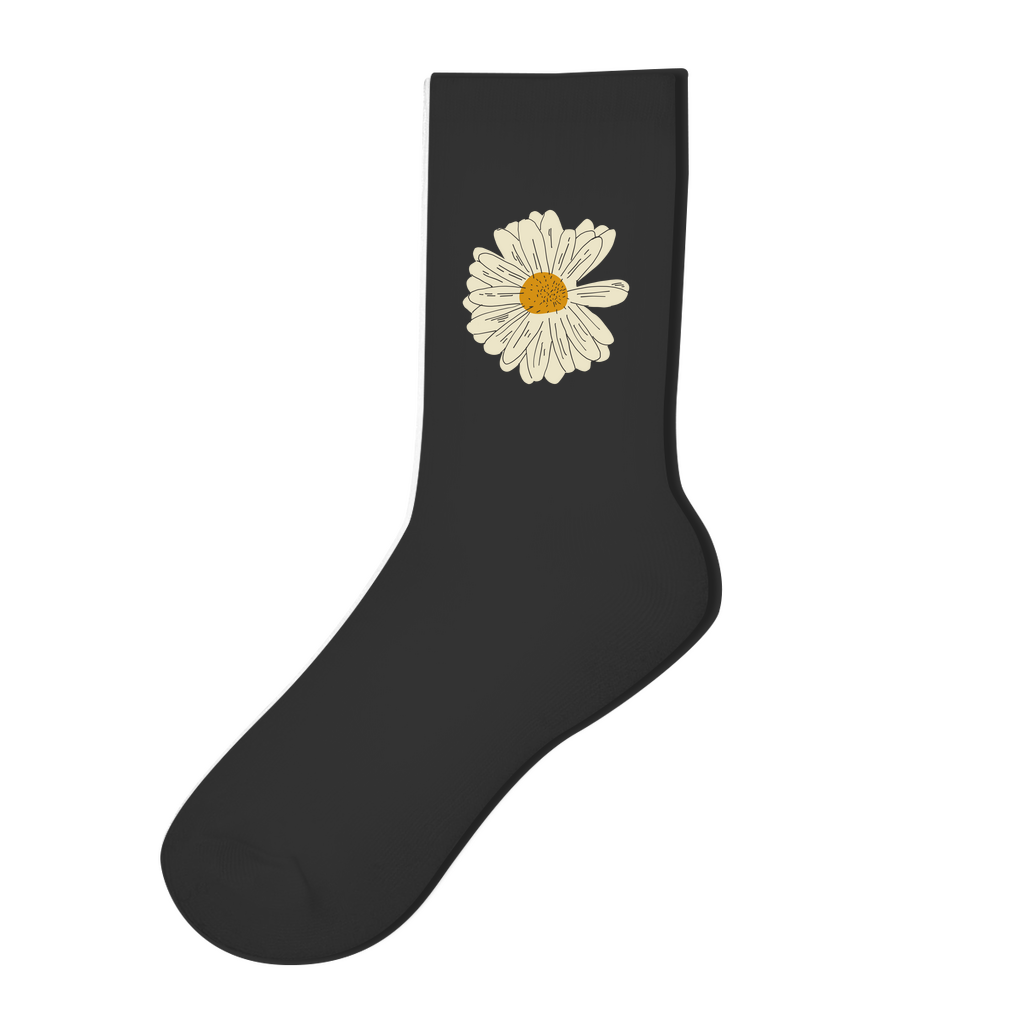 Socken "Minimalistisches Gänseblümchen" schwarz