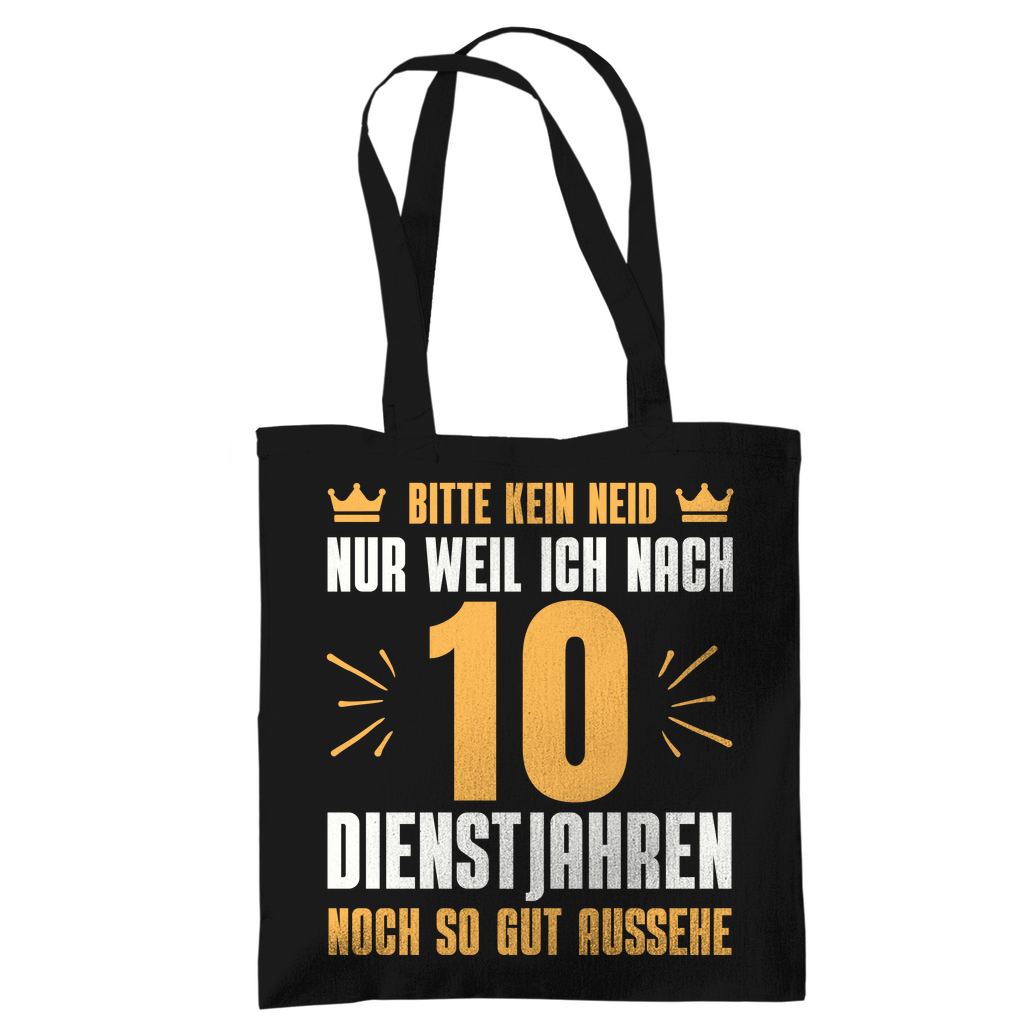 Tragetasche "Bitte kein Neid" (10 Dienstjahre) schwarz