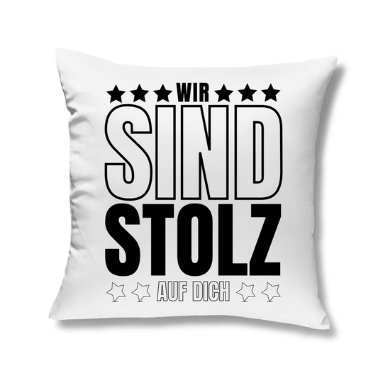 Sofakissen "Wir sind stolz auf dich" (Sternen-Motiv)