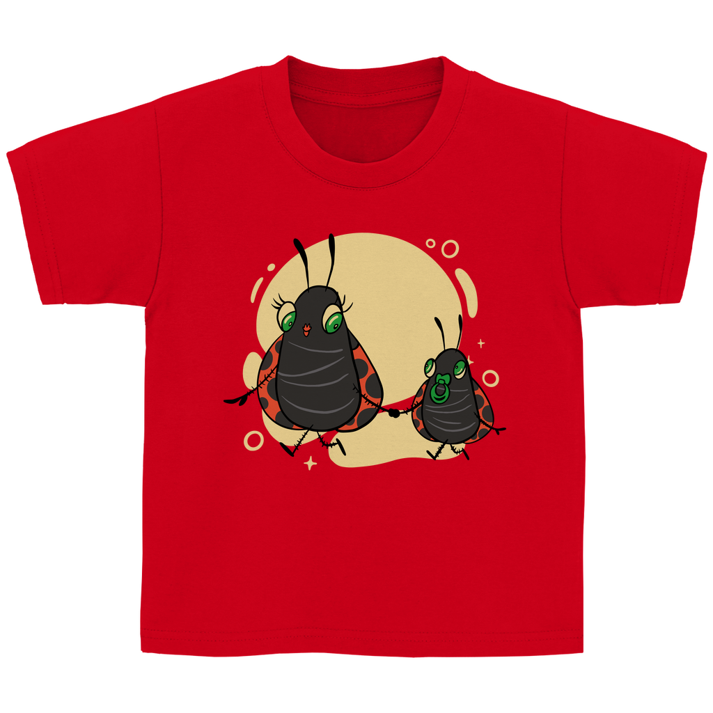 Kinder Basic T-Shirt "Marienkäfer Mama und Kind" rot