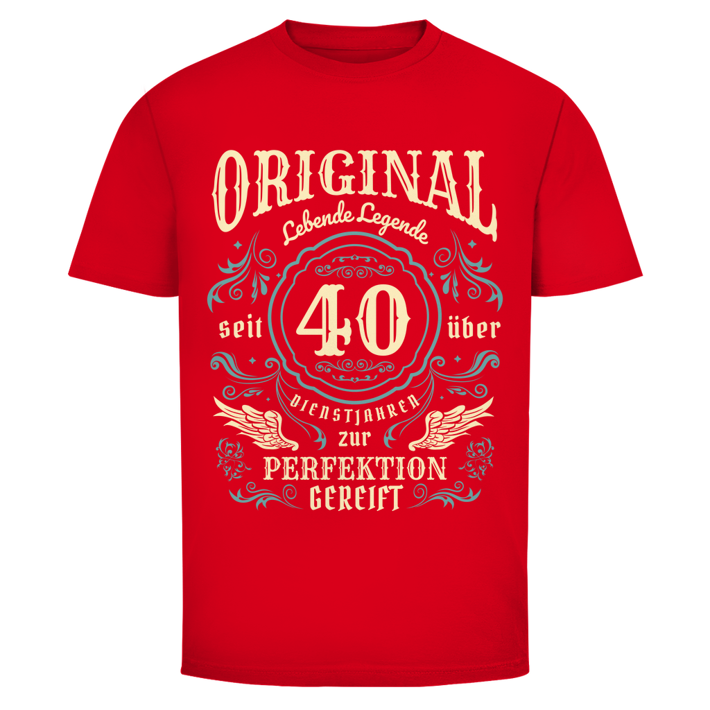 Herren T-Shirt "40 Dienstjahre zur Perfektion gereift" rot