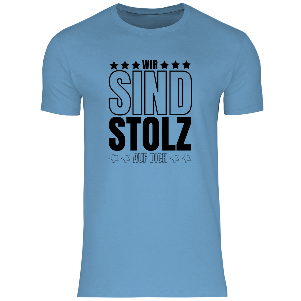 Herren T-Shirt "Wir sind stolz auf dich" (Sternen-Motiv) blau