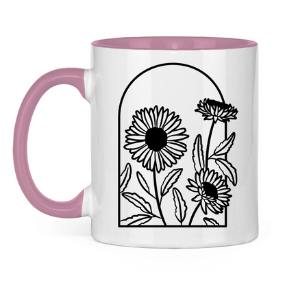 Tasse "Elegante Gänseblümchen" weiß/pink