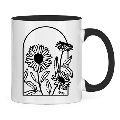 Tasse "Elegante Gänseblümchen" weiß/schwarz
