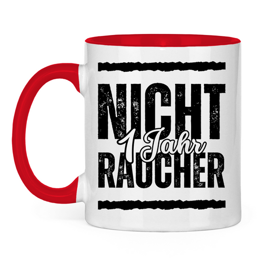 Tasse zweifarbig "1 Jahr Nichtraucher"