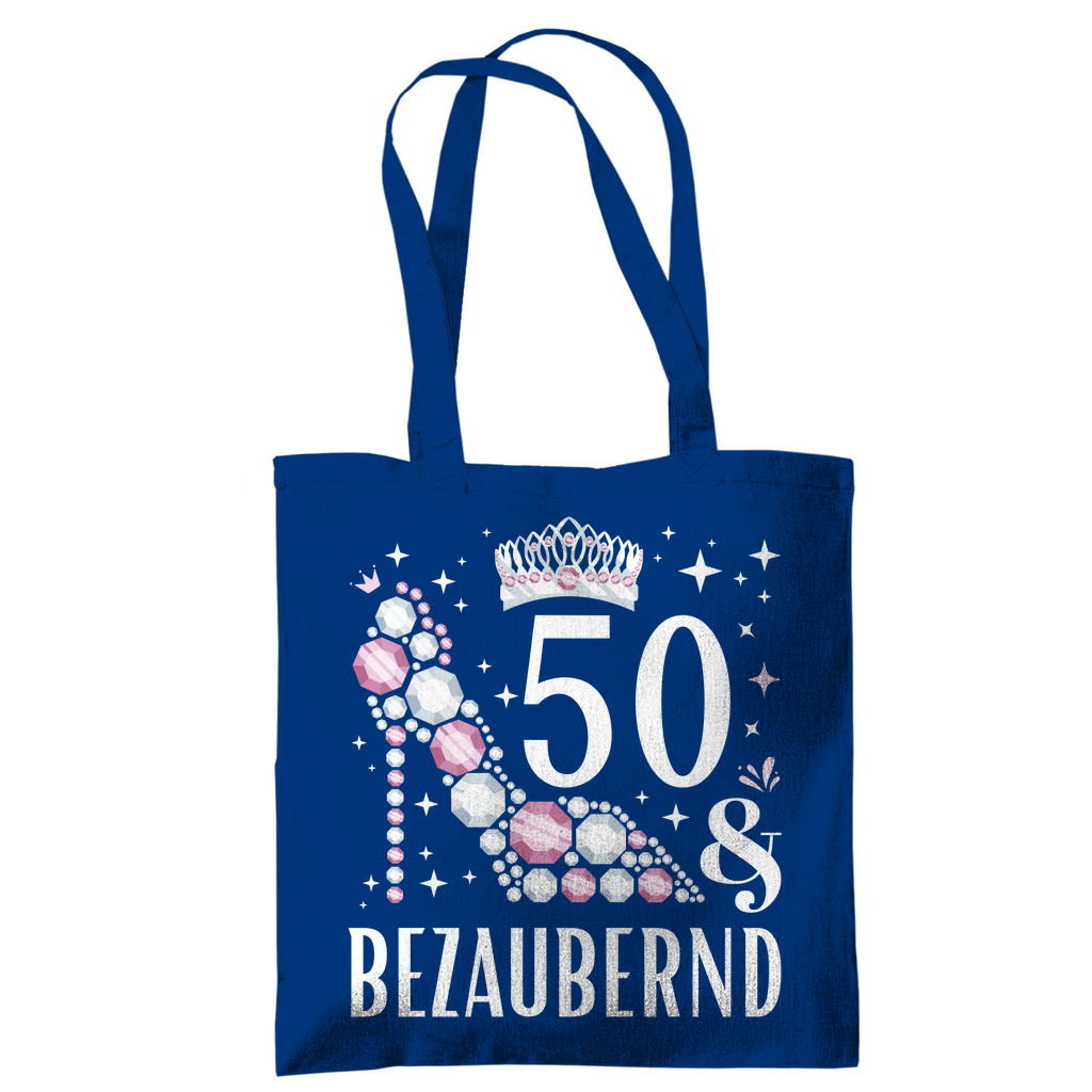 Tragetasche "50 und bezaubernd" blau